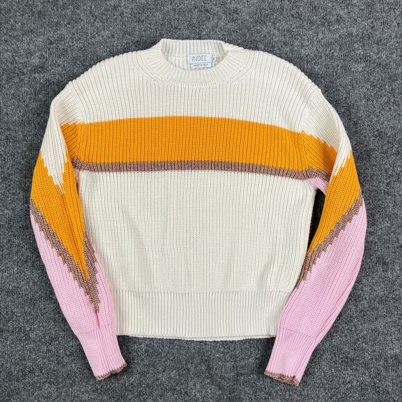 INDEE Girls Knit Sweater Size 14Y Ivory Multicolor Striped Made in Italy Color - Picture 1 of 7